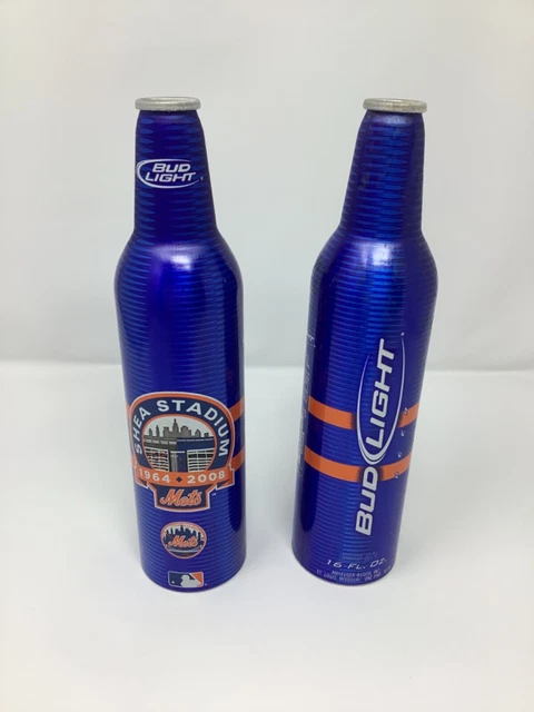 Lot of 2 Shea Stadium 1964 - 2008 New York Mets Bud Light Aluminum Bottle
