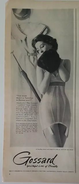 1954 GOSSARD DACRON Narrolne high waist girdle garters bra muff vintage ...