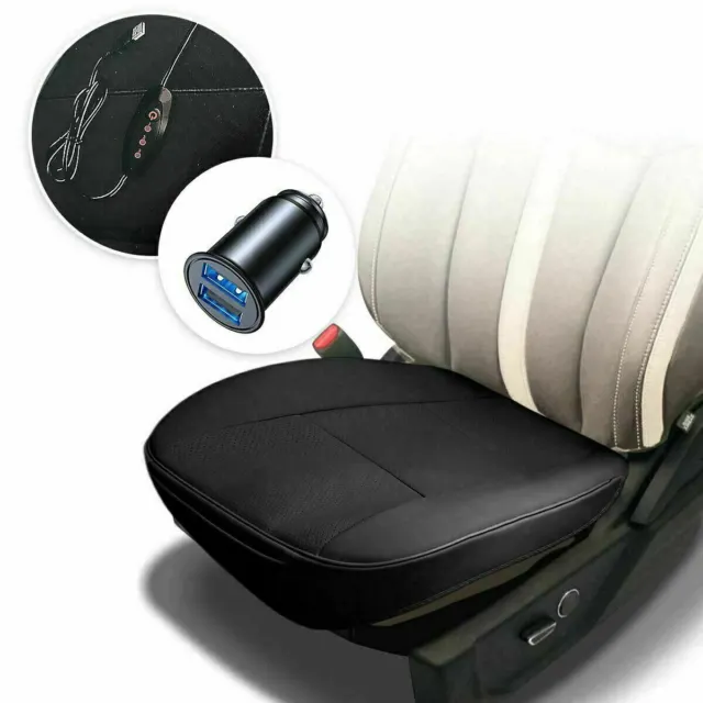 Zone Tech Car Heated Seat Cover Cushion USB Cigarette Lighter Converter / Remote