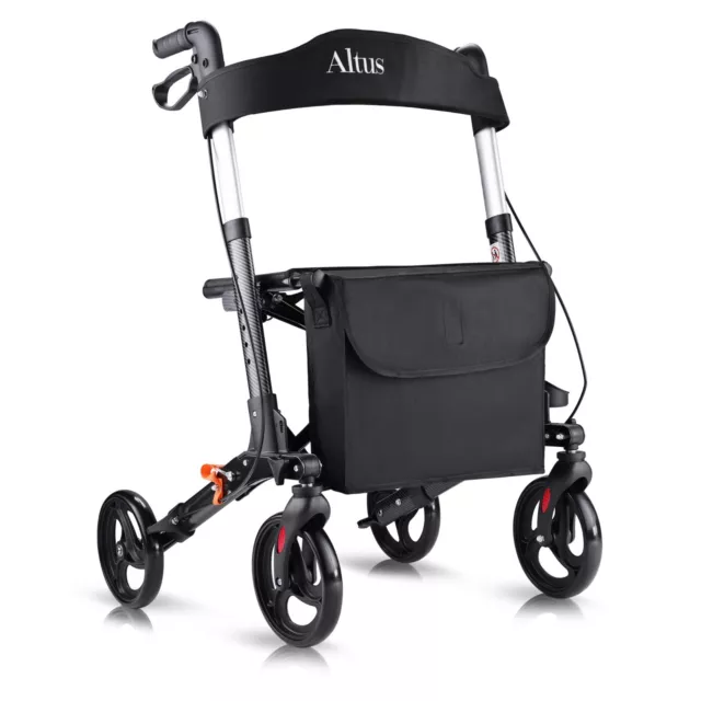 Euro Mobility Rollator Walking Frame with Seat Back Bag Aluminium lightweight