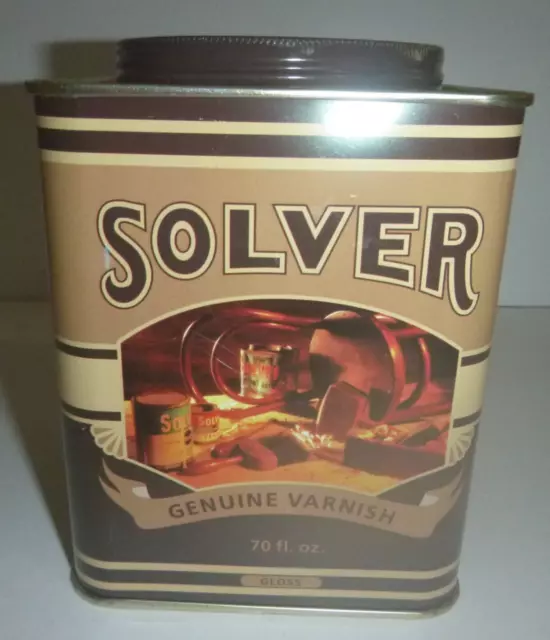SOLVER "Genuine Varnish" Screw Top Tin  70fl Oz Promotional Tin