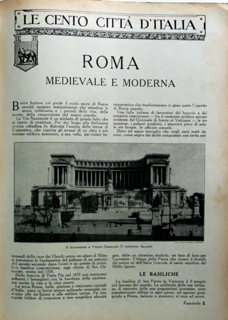1920=Cento Citta D'italia=Roma: Medievale E Moderna Sonzogno Mi.aetna