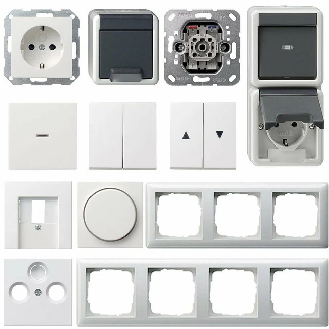 GIRA STECKDOSE SCHALTER Wippschalter Dimmer Unterputz Aufputz System 55