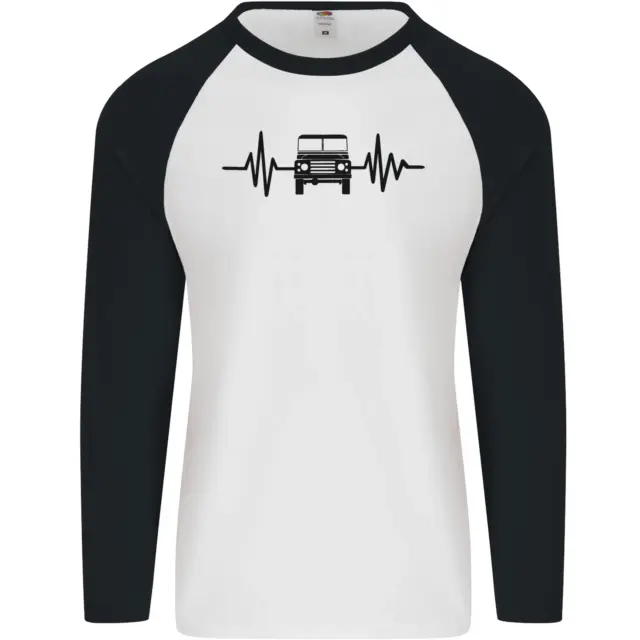 4X4 Heart Beat Pulse Off Road Roading Mens L/S Baseball T-Shirt