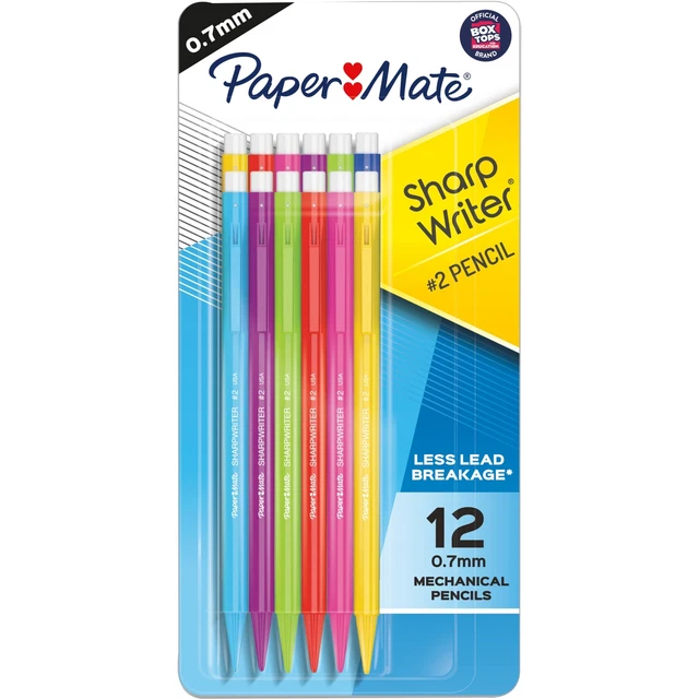Paper Mate SharpWriter Mechanical Pencils, #2 HB Lead, 0.7 mm, Assorted Barrel