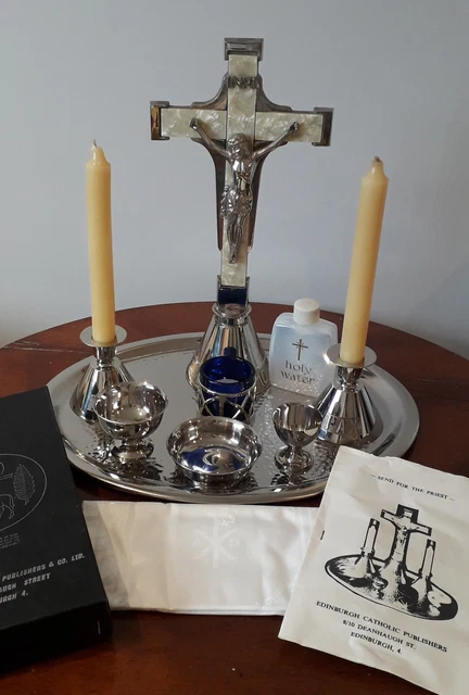 HOLY LAST RITES, Home Altar, Catholic Bible, Crucifix, Candles, Holy ...