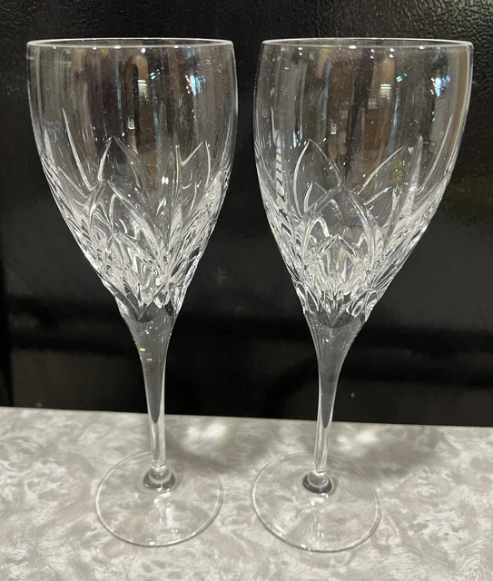 Set of 2 Marquis Waterford Caprice Crystal Red Wine Glasses Water Goblets 9 3/8”