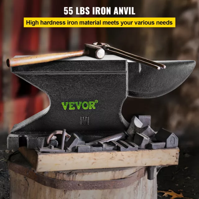 VEVOR Iron Anvil Blacksmith Single Beck Cast Iron 55lb 25kg W/ 0.9in square Hole 2