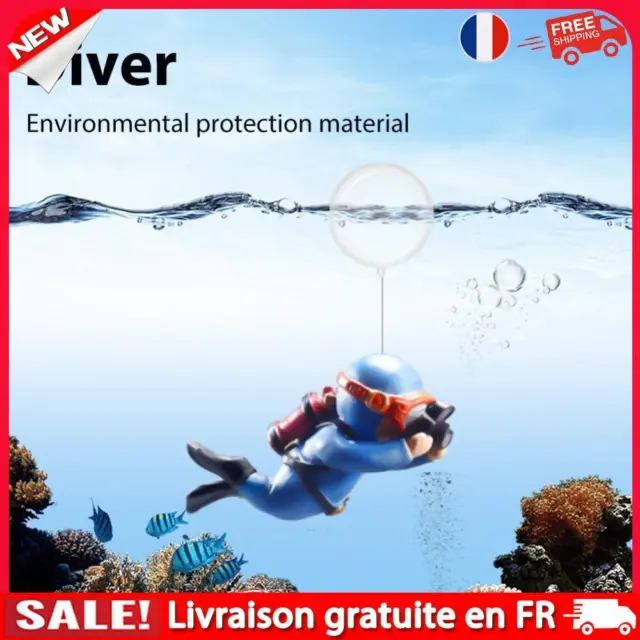 Aquarium Fish Tank Landscape Diver Underwater Water Aquatic Ornament (Blue)