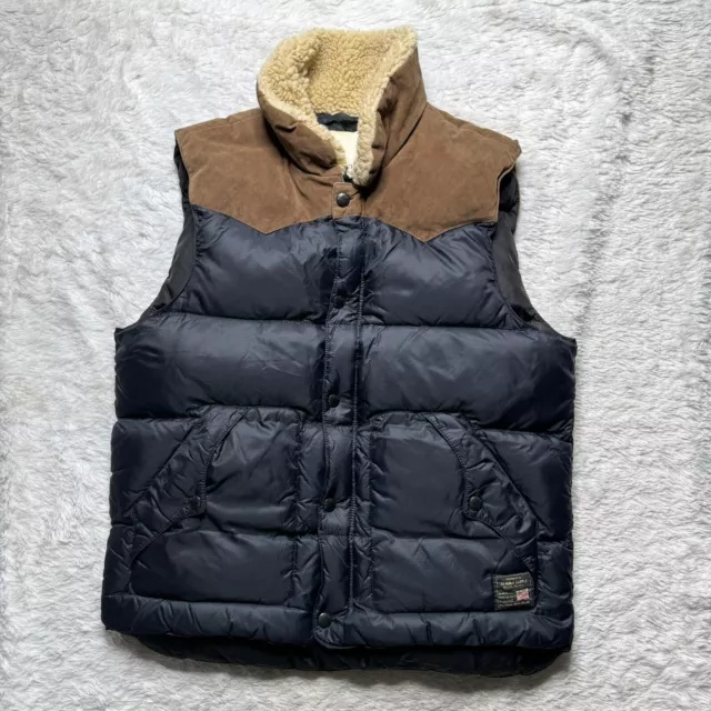 Ralph Lauren Denim & Supply Down Insulated Puffer Vest Faux Suede Sherpa Collar