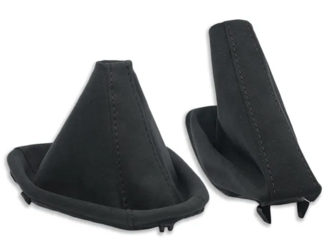 For Bmw E39 Gear Shift Boot + Handbrake Gaiter Black Alcantara Stitch Black