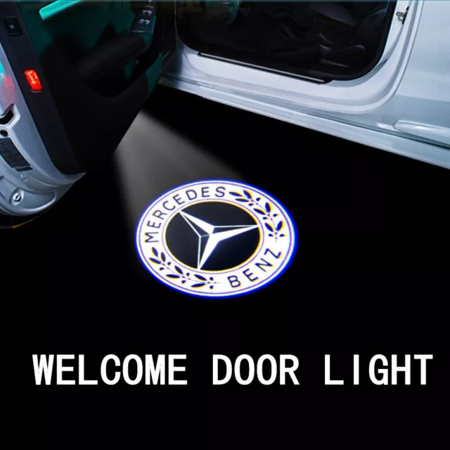 4X White Car Door Welcome Light Logo For Mercedes Benz C E GLC Class NO2004-2010