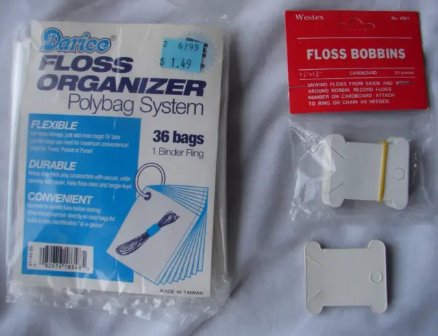 Organizador de hilo dental Darice sistema de bolsa de polietileno y bobinas de hilo dental Westex nuevo en paquete nuevo en paquete