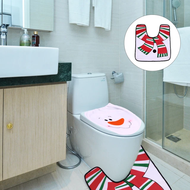 Gebürstetes Tuch Weihnachtstoilettenabdeckung Urlaub Badezimmer Dekor Teppich