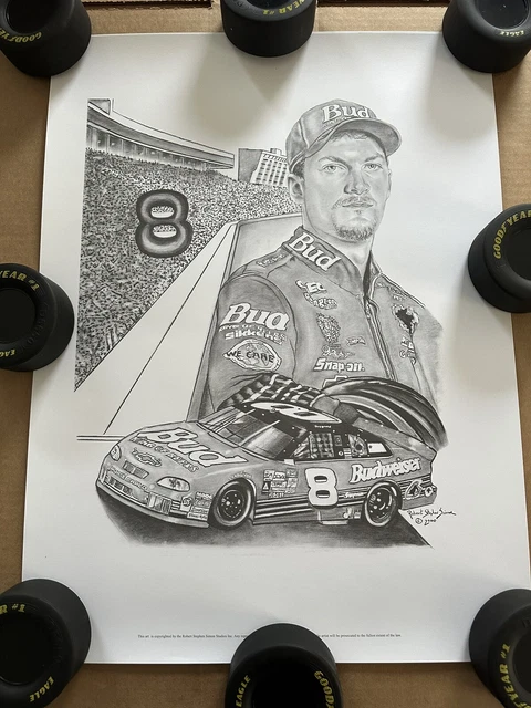 NASCAR Dale Earnhardt Jr #8 Budweiser Dale Earnhardt Inc Chevy Litho Art 24 x 18
