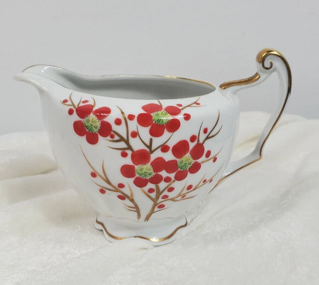 RARE Regal China Ucagco Creamer Occupied Japan Era Red Plum Blossums BURMA
