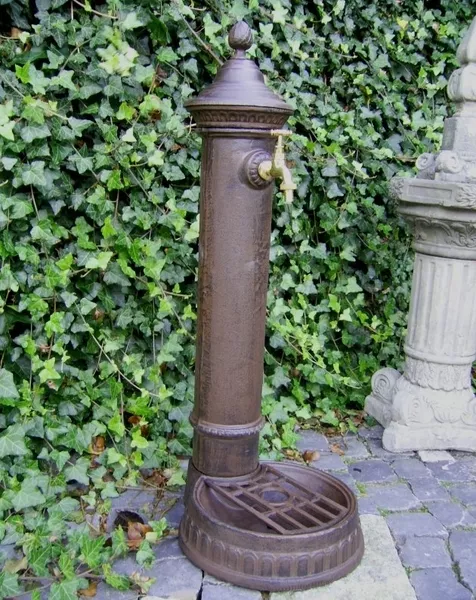 Standbrunnen Mit Becken Brunnen Aluguss Garten Antik Nostalgie Stil Wasserhahn