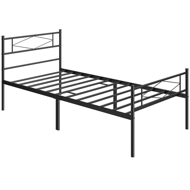 HOMCOM 3FT SINGLE Bed Frame with Headboard and Footboard, Metal ...