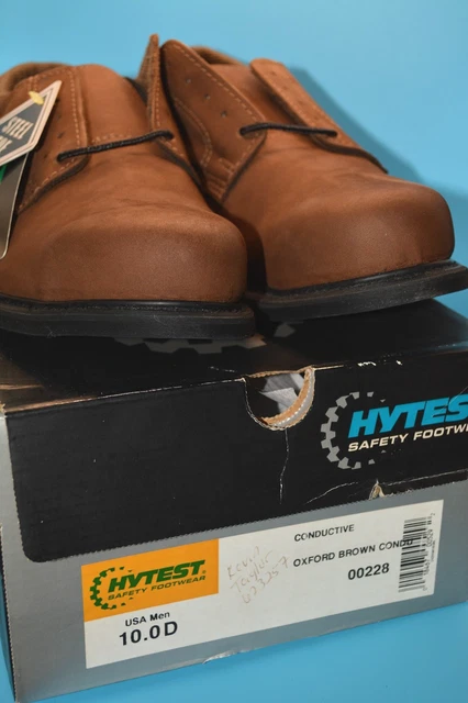 HYTEST SZ 10 D Steel Toe Conductive Oxford Work Shoes Brown Leather ...