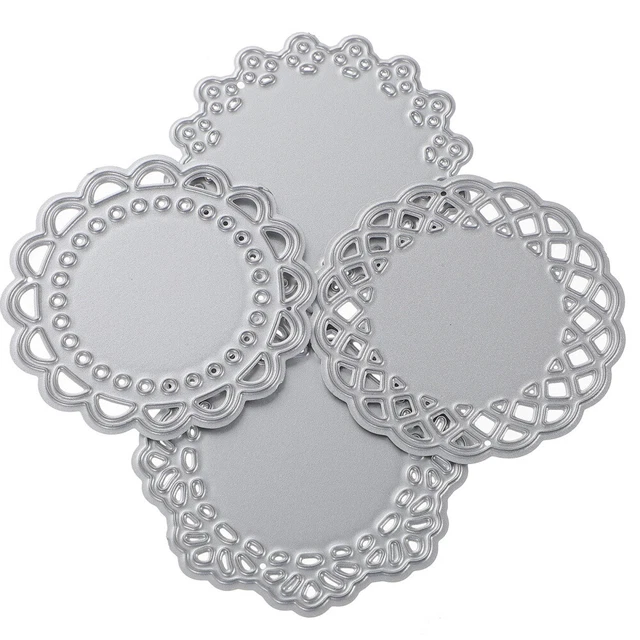 4 piezas troquelados de encaje para la fabricación de tarjetas Silver Kind