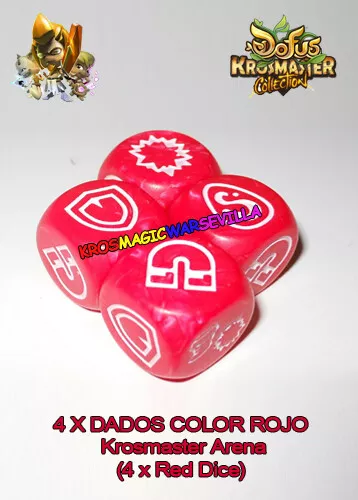 4 X DADOS COLOR ROJO - (Red Dice, Dé Rouge) - Krosmaster Arena