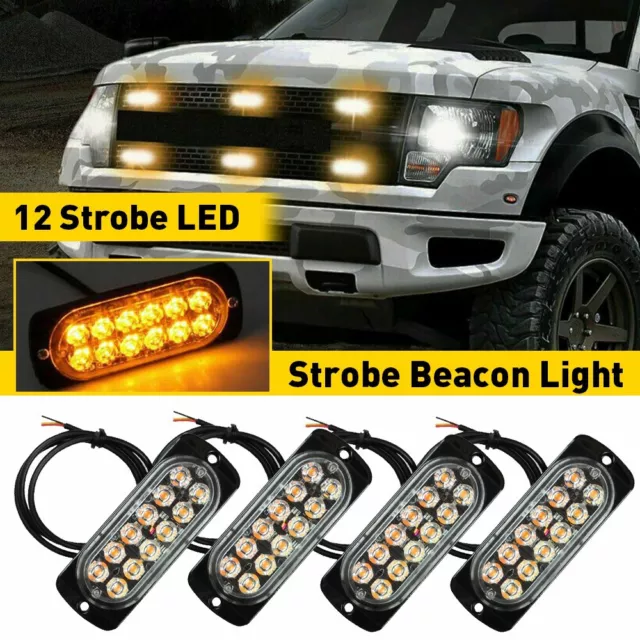 2X LED Auto Notfall Frontblitzer LKW Blitzlicht Warnleuchte Strobe Leuchte Lampe