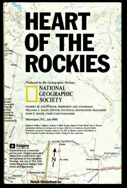 1995-7 July HEART OF THE ROCKIES MOUNTAINS National Geographic Map EUC - A3+
