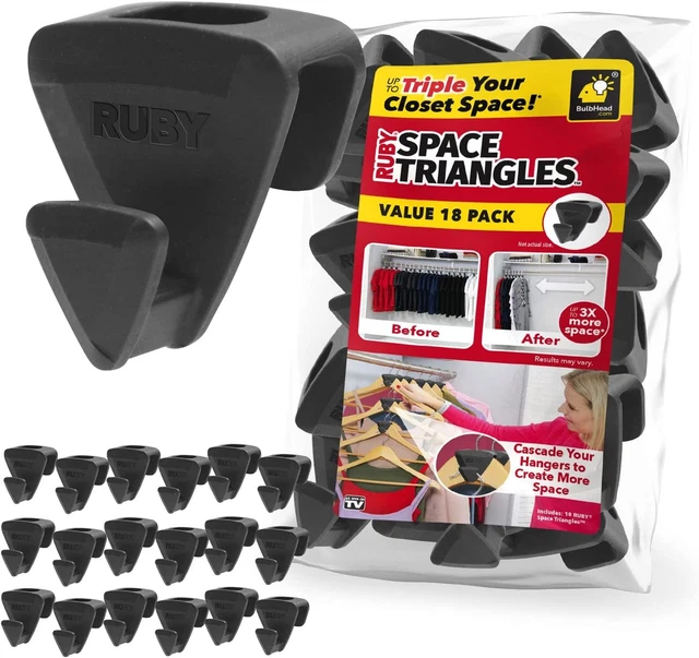 Original AS-SEEN-ON-TV Ruby Space Triangles, Ultra- Premium Hanger Hooks Triple