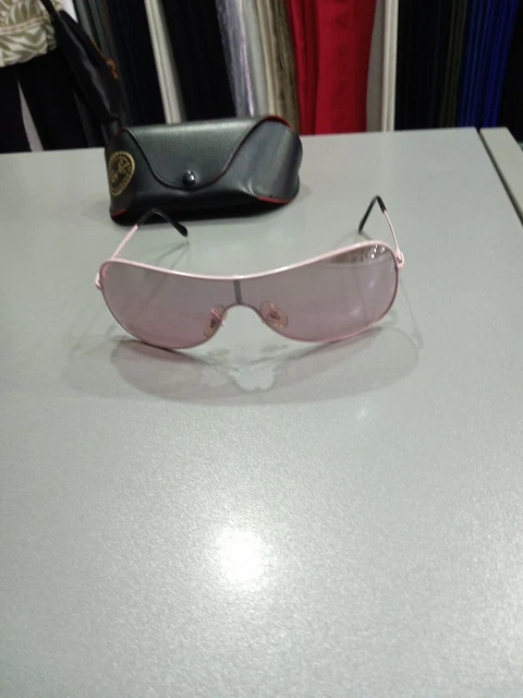 Ray-Ban RB 3211 Small Mascherina Rosa  Lenti Rosa Buone Condiz. Con Fodero M178 3