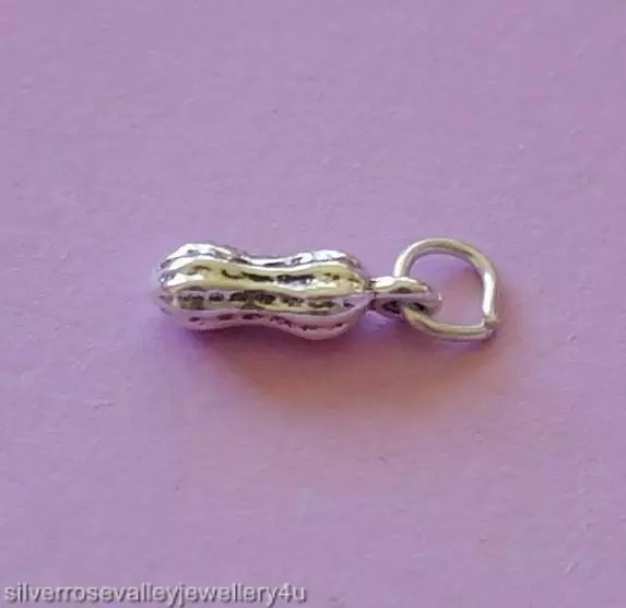 Tiny Peanut Shell Charm Pendant STERLING SILVER