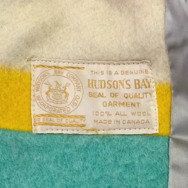 VINTAGE HUDSONS BAY Wool Belted Coat Jacket Rainbow Peacoat Double ...