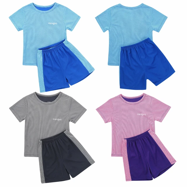 Set tuta sportiva bambini ragazzi fitness maniche corte top + pantaloni estate tempo libero outfit