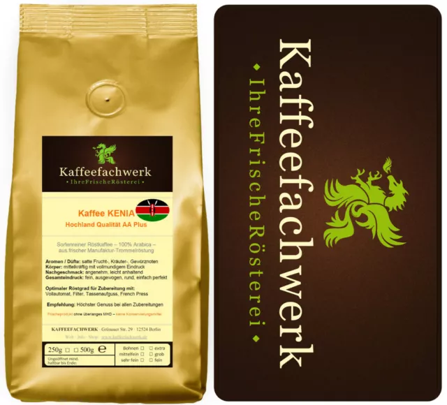 0,25-6kg Kaffeebohnen Kenia AA frisch geröstet ♥ Beste Kaffeefachwerk-Qualität