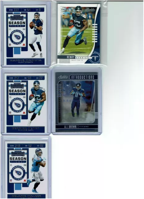 2019 Contenders Football Tennessee Titans Team Set (3) cartes de base + plus +