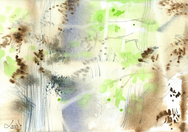Cuadro paisaje pintura acuarela(30x21)cm0321 COM