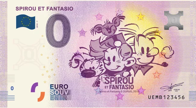 Billet 0€ - Spirou & Fantasio - Neuf - Zero Euro Souvenir