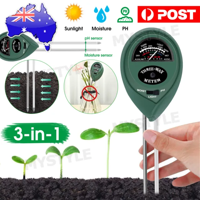 3 in 1 Soil PH Tester Water Moisture Test Meter Kit For Garden Plant Testing AU