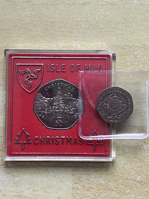 Isle of Man Christmas 50p ✨ 1982 Rushen Castle Carol Singing ✨ 2015 Clock 20p ✨
