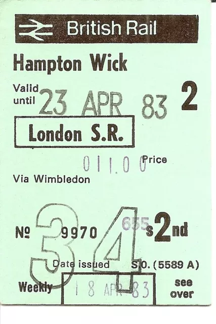 B.R.B. Season Ticket - between Hampton Wick and London S.R.