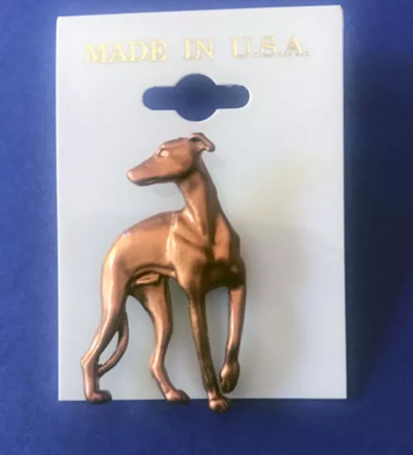 Copper Greyhound or Whippet Pin "Looking Back" - for lapel, tie tack or hat