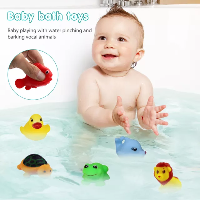 13pcs Animals Pinching Toys Mini Floating Bath Toys Soft Rubber for Baby Playing