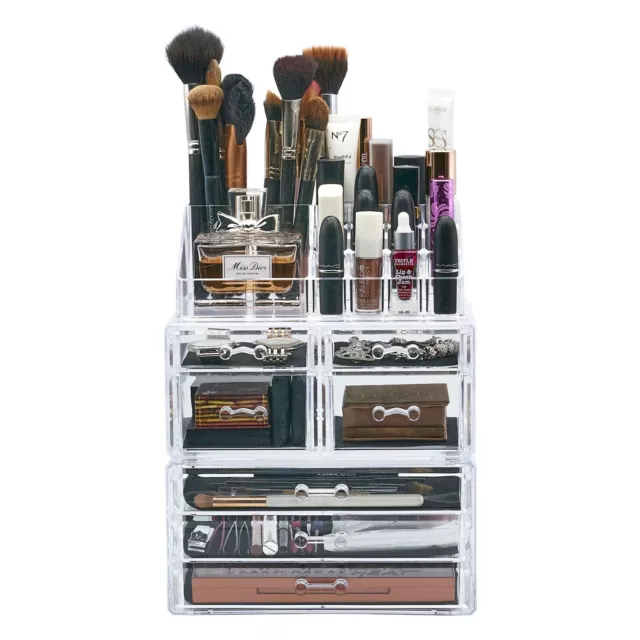 Make-up Organizer 7 Schubladen Kosmetikschmuck Acryl Aufbewahrungsetui Box durchsichtiges Tablett