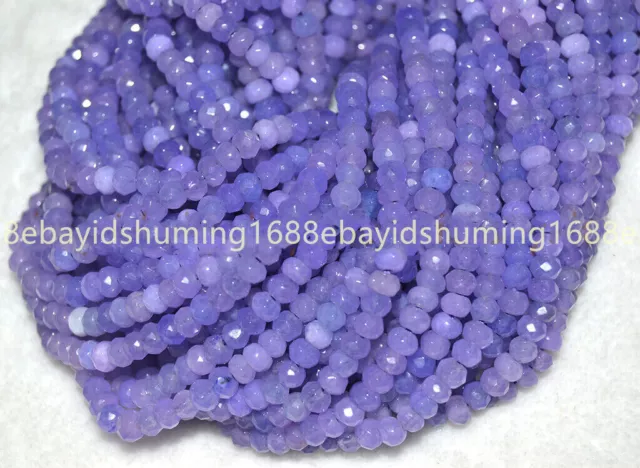 "Al por mayor 2x4 mm facetado violeta púrpura jade piedra preciosa rondela perlas sueltas 15""" 2