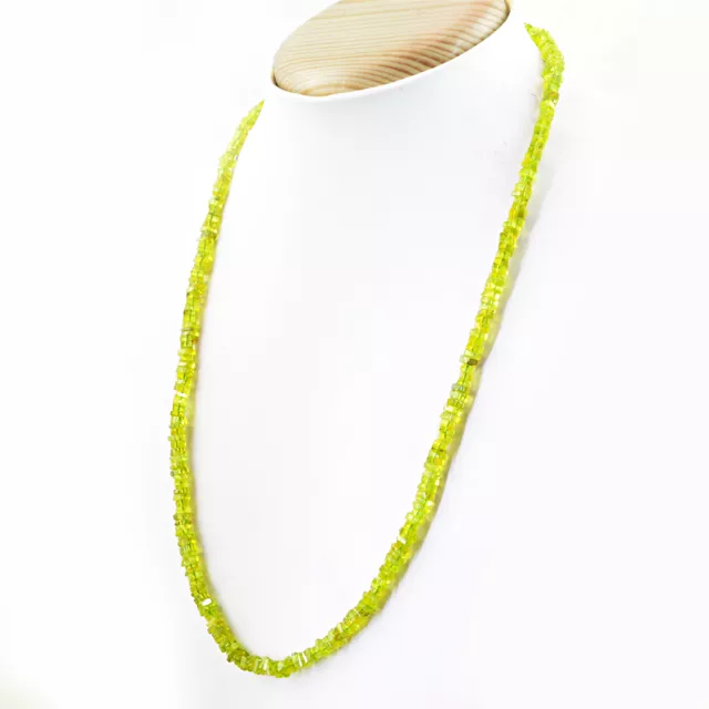 117.00 Cts Natural Green Peridot Untreated Beads Single Strand Necklace (RS)