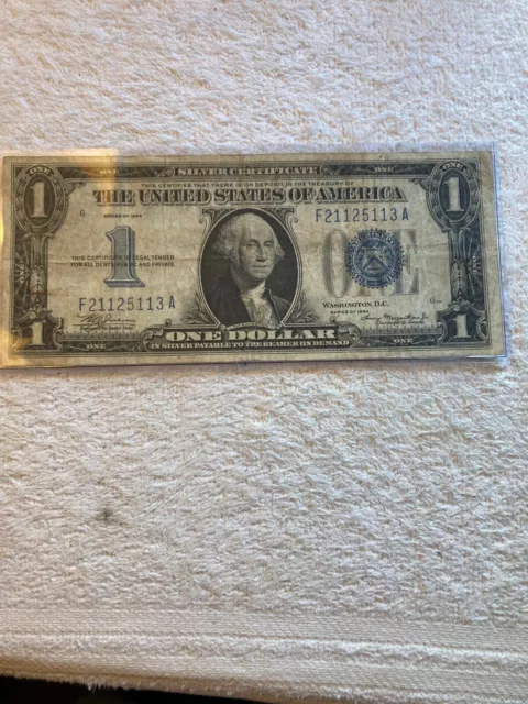 1934 $1 Silver Certificate Blue Seal FR 1606 Funny Back Julian & Morgenthau Rare