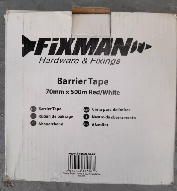 FIXMAN 194216 70mm X 500m Barrier Tape - Red/White