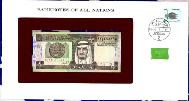 Banknotes of All Nations Saudi Arabia 1984 P-21b 1 Rial UNC Prefix 282 *