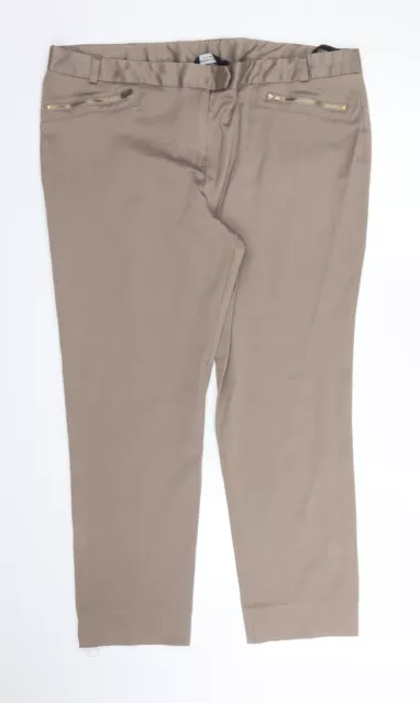 Dorothy Perkins Womens Beige Cotton Capri Trousers Size 20 L25 in Regular Zip