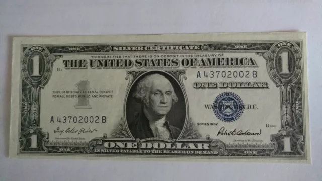 FR1619-1957 Silver Certificate Uncirculated Blue Seal $1.00 Bill