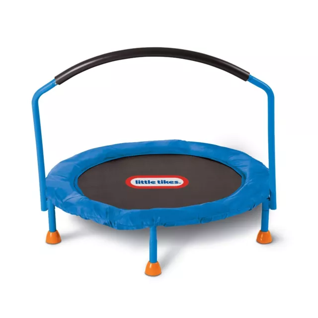 Little Tikes Easy Store 3-Foot Trampoline, with Hand Rail, Blue